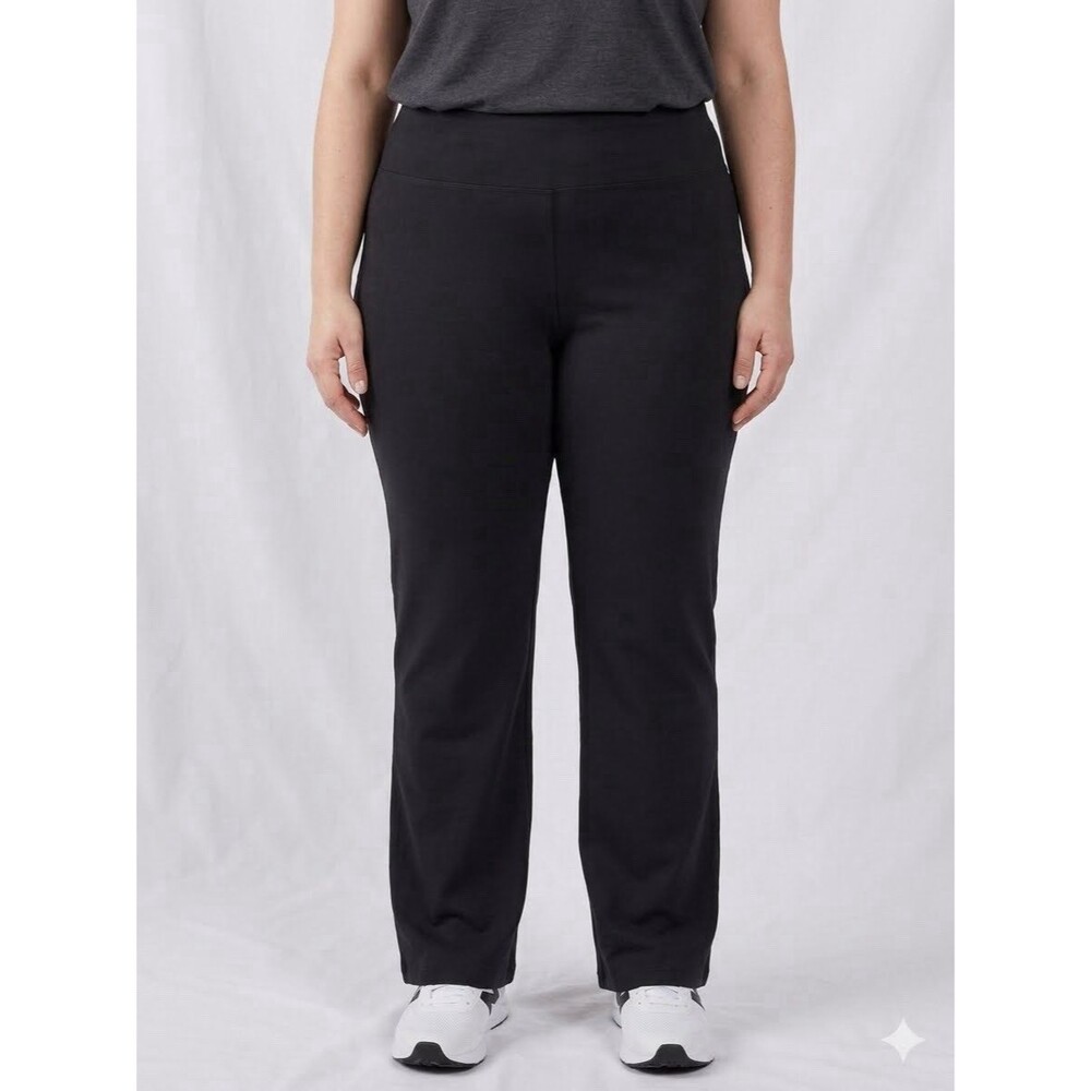 Ideology Womens Black Yoga Fitness Mid-Rise Athletic Bootcut Pants Plus Size 1X